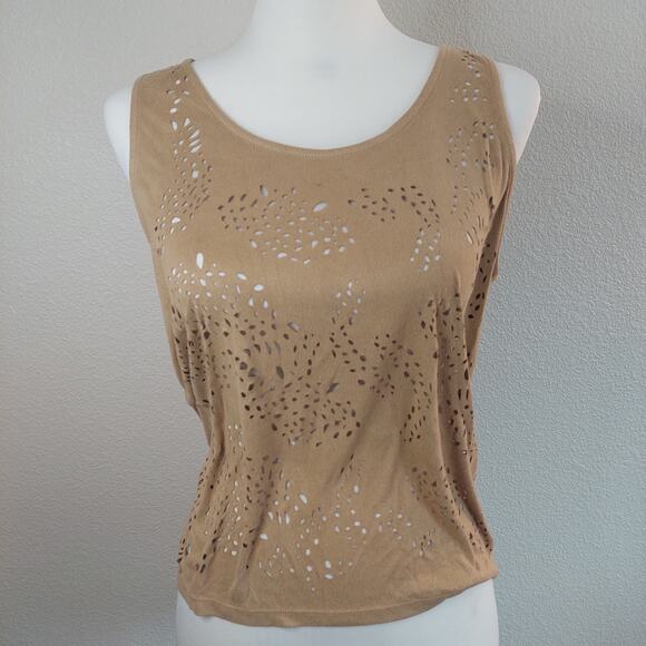 Khaki / Light Brown Tank top with Cutout Design Size large - Picture 1 of 4